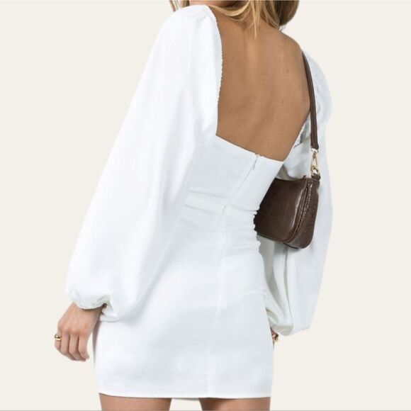 Princess Polly LILLIE Long Sleeve Mini Dress White Corset Size 6 - Picture 5 of 7